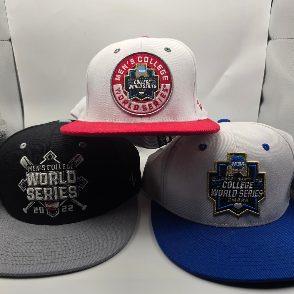 Lot 3 Zephyr NCAA Men's College World Series Snapback Hats 2021 2022 2023 Omaha